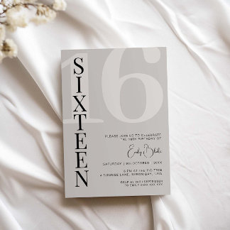Minimalistisch Beige Sechzehn 16. Geburtstagsparty Einladung