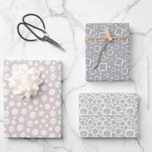 Minimalistisch Beige Taupe Gray Sage Green Neutral Geschenkpapier Set