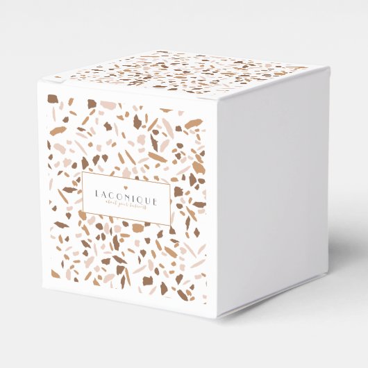 Minimalistisch Beige Terrazzo Mosaic Branding Geschenkschachtel (Vorderseite)