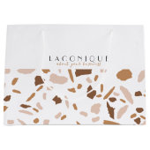 Minimalistisch Beige Terrazzo Mosaic Große Geschenktüte (Vorderseite)