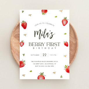 Minimalistisch Berry First Birthday Einladung