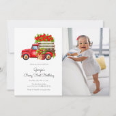 Minimalistisch Berry Sweet Strawberry Erster Gebur Einladung (Vorderseite)