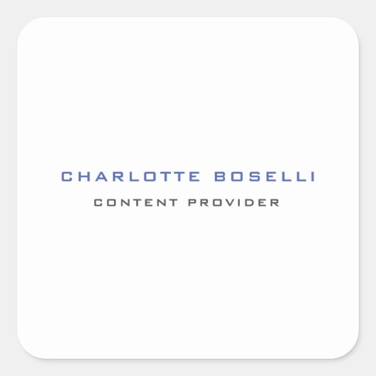 Minimalistisch Beruflich Ihr Name Titel Quadratischer Aufkleber (Vorderseite)