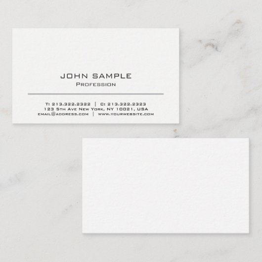 Minimalistisch Beruflich Moderne Weiß und Grau Visitenkarte (Vorne/Hinten)