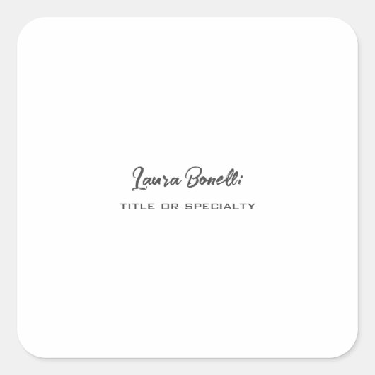 Minimalistisch Beruflich Quadratischer Aufkleber (Vorderseite)