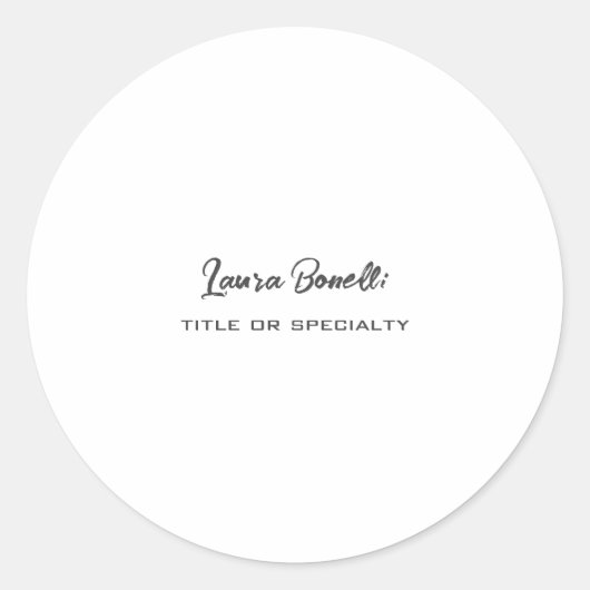 Minimalistisch Beruflich Runder Aufkleber (Vorderseite)