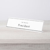 Minimalistisch Beruflich Schwarz/Weiß Schreibtischnamensplakette (Vorderseite )