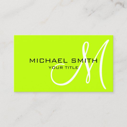 Minimalistisch Berufliche Limone Monogramm Visitenkarte (Vorderseite)