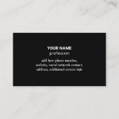 Minimalistisch Berufliche Logos insgesamt Schwarz Visitenkarte (Rückseite)