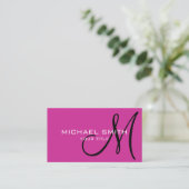 Minimalistisch Berufliche Royal Fuchsia Monogram Visitenkarte (Stehend Vorderseite)