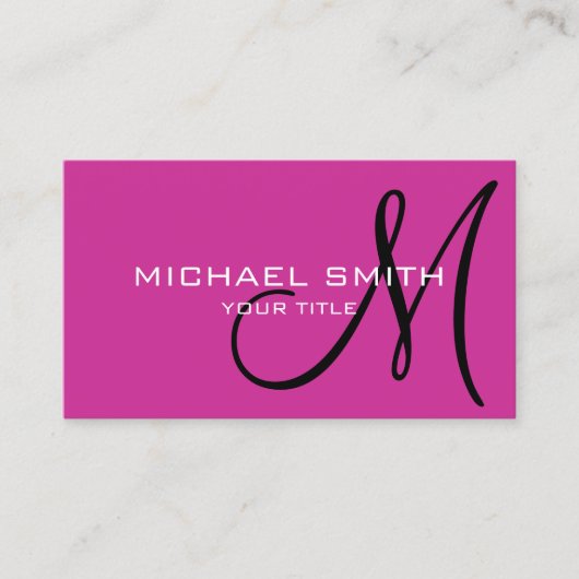 Minimalistisch Berufliche Royal Fuchsia Monogram Visitenkarte (Vorderseite)