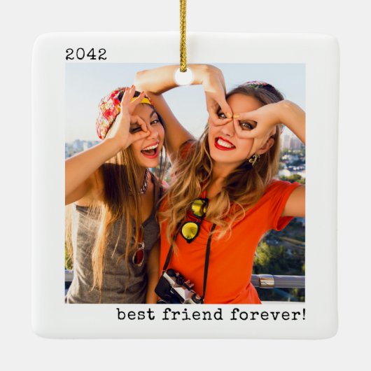 Minimalistisch Best Friend Forever Foto Ornament (Rückseite)