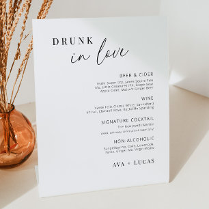 Minimalistisch Betrunken in der Liebe Hochzeitmenü Sockelschild