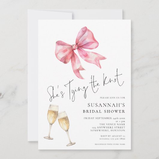 Minimalistisch bindet sie das Brautparty des Knote Einladung (Vorderseite)