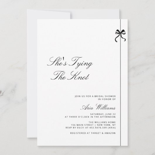 Minimalistisch bindet sie das Brautparty des Knote Einladung (Vorderseite)