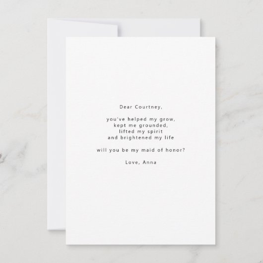 Minimalistisch bist du meine Trauzeugin Dankeskarte (Rückseite)