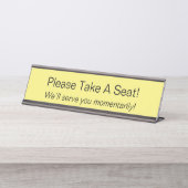 Minimalistisch "Bitte setzen Sie sich!" Schreibtischnamensplakette (Vorderseite )