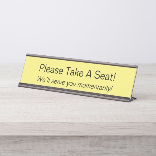Minimalistisch "Bitte setzen Sie sich!" Schreibtischnamensplakette (Vorderseite )