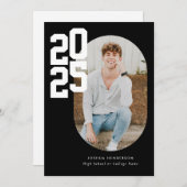 Minimalistisch Black 2025 Foto Abschluss Ankündigung (Vorne/Hinten)