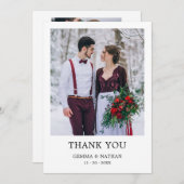 Minimalistisch Black 2 Foto Wedding Dankeschön Kar Dankeskarte (Vorne/Hinten)