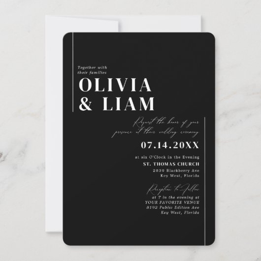 Minimalistisch Black All One UAWG QR Code Wedding Einladung (Vorderseite)