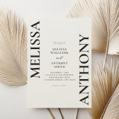 Minimalistisch Black and Ecru Moderne Hochzeit Einladung