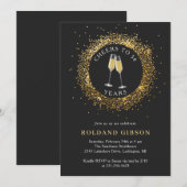 Minimalistisch Black and Gold 50. Geburtstagsfeier Einladung (Vorne/Hinten)