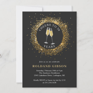 Minimalistisch Black and Gold 50. Geburtstagsfeier Einladung