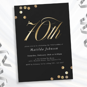 Minimalistisch Black and Gold 70. Geburtstagsparty Einladung