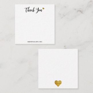 Minimalistisch Black and Gold Heart Wedding Vielen Mitteilungskarte