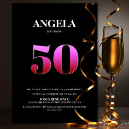 Minimalistisch Black and Pink 50. Geburtstagsparty Einladung