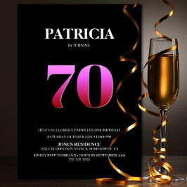 Minimalistisch Black and Pink 70. Geburtstagsparty Einladung