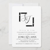 Minimalistisch Black and White Heart Bar Wedding S Einladung (Vorderseite)