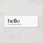 Minimalistisch Black and White HELLO Mini Visitenkarte (Vorderseite)