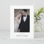 Minimalistisch Black and White Wedding Foto Vielen Dankeskarte (Stehend Vorderseite)