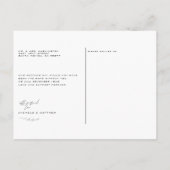 Minimalistisch Black and White Wedding Vielen Dank Postkarte (Rückseite)