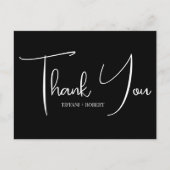 Minimalistisch Black and White Wedding Vielen Dank Postkarte (Vorderseite)