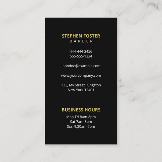 Minimalistisch Black Barbershop Friseursalon Visitenkarte (Rückseite)