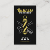 Minimalistisch Black Barbershop Friseursalon Visitenkarte (Vorderseite)