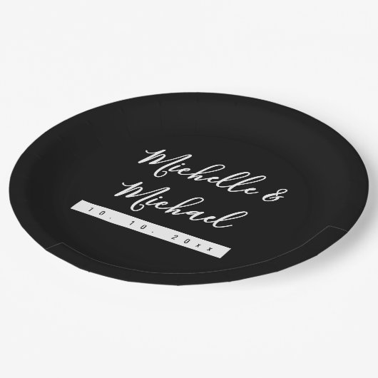 Minimalistisch Black Beruflich Modern Pappteller (Schrägansicht)