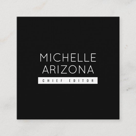 Minimalistisch Black Beruflich Modern Quadratische Visitenkarte (Vorderseite)