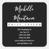 Minimalistisch Black Beruflich Modern Quadratischer Aufkleber (Vorderseite)