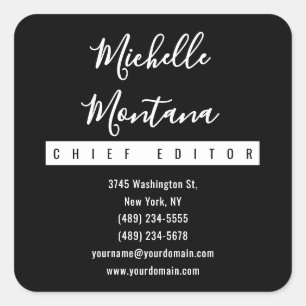 Minimalistisch Black Beruflich Modern Quadratischer Aufkleber