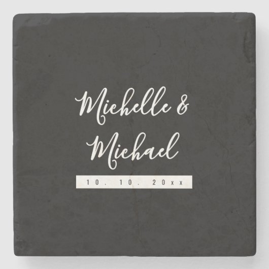 Minimalistisch Black Beruflich Modern Steinuntersetzer (Vorderseite)