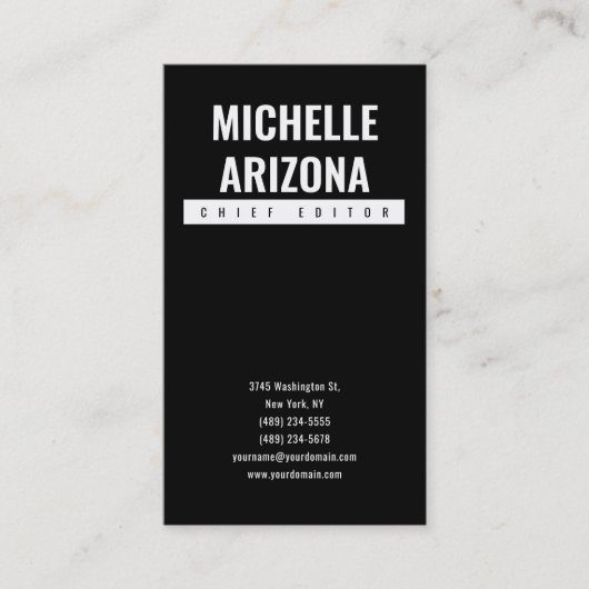 Minimalistisch Black Beruflich Modern Visitenkarte (Vorderseite)