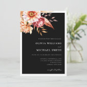 Minimalistisch Black Boho Floral Wedding Einladung (Stehend Vorderseite)