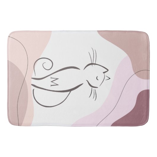 Minimalistisch Black Cat Bio Boho Formen Monogram Badematte (Vorderseite)
