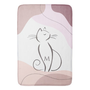 Minimalistisch Black Cat Bio Boho Formen Monogram Badematte