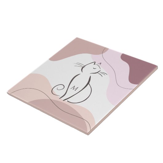 Minimalistisch Black Cat Bio Boho Formen Monogram Fliese (Seite)