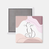 Minimalistisch Black Cat Bio Boho Formen Monogram Magnet (Vorderseite/Rückseite)